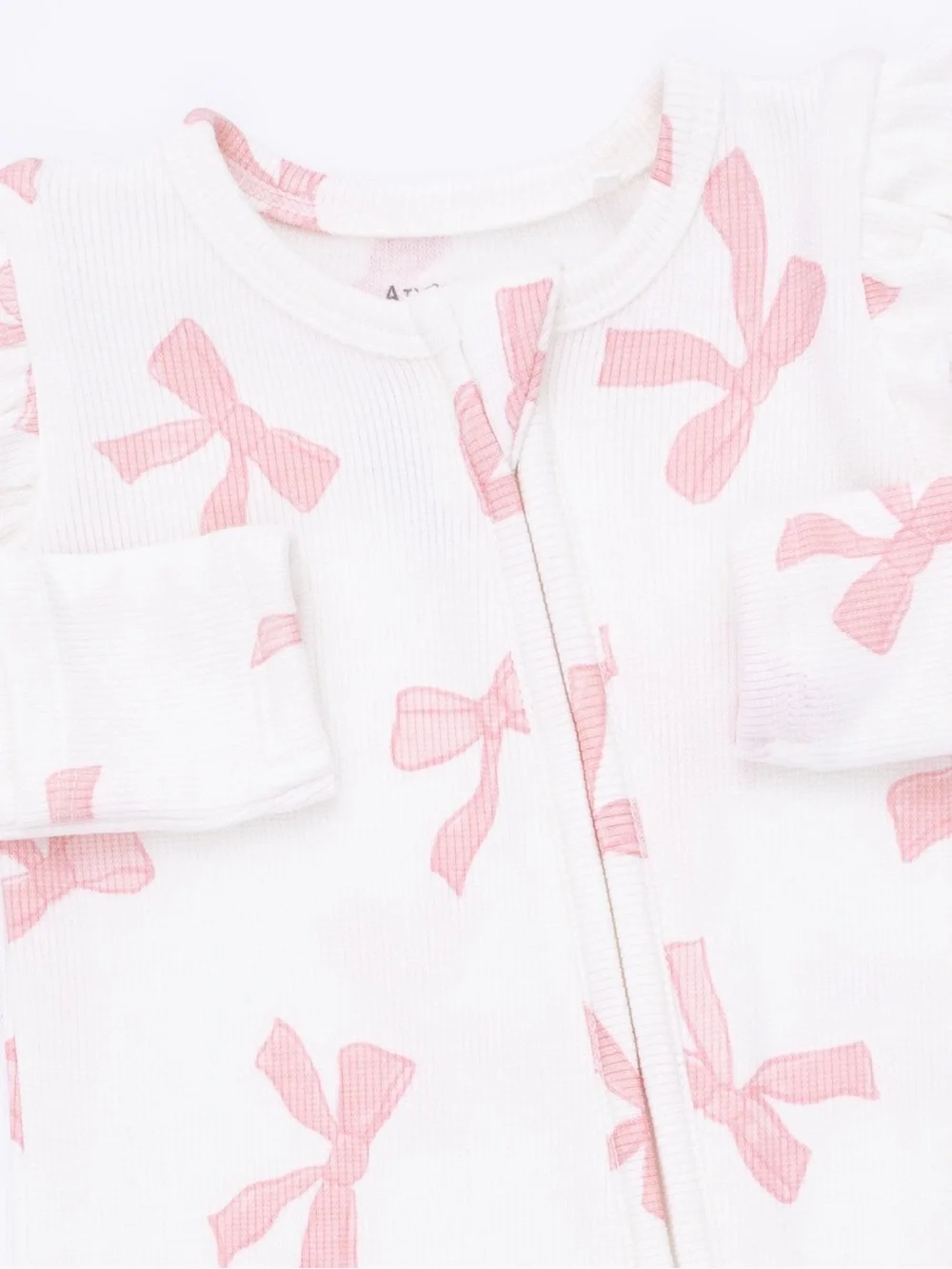 Angel Dear White Footed One-Piece with Pink Bow Print 0-3 3-6 6-9 months